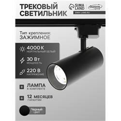 Трековый светильник Luazon lighting, LTL-012, 30 Вт, 2100 Лм, 4000 K, чёрный, свечение нейтральное белое