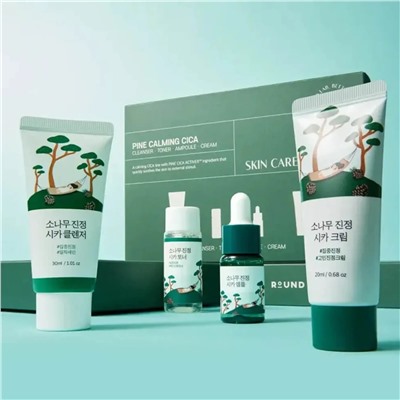 ROUND LAB Набор средств для лица с экстрактом сосны и центеллы: пенка, тонер, сыворотка, крем / Pine Calming Cica Trial Kit, 30 мл, 20 мл x 2, 10 мл 25809