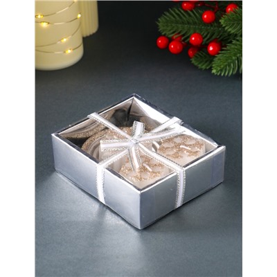 Набор свечей «Снежинки и подсвечник», 3 шт., 12×10×4 см