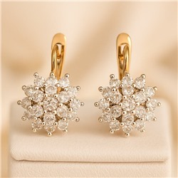 Серьги ювелирная бижутерия коллекция "Дубай" покрытие позолота, вставка: фианиты, цвет: прозрачный, арт.313.376