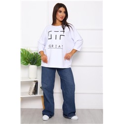 Свитшот 375702 оверсайз трикотажный (Белый)