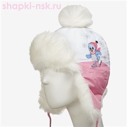 212-З Пингвины Ушанка для девочки (48-50)