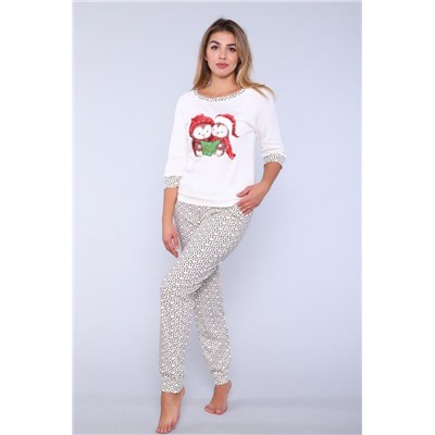 ТК 353 Пижама (Светло-молочный_печать)