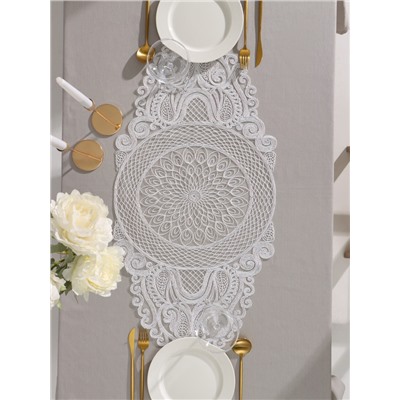 Дорожка на стол Этель ажурная, белая, 40×90 см, 100%п/э