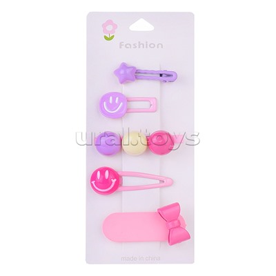 Набор заколок для волос "Смайлики" в пакете