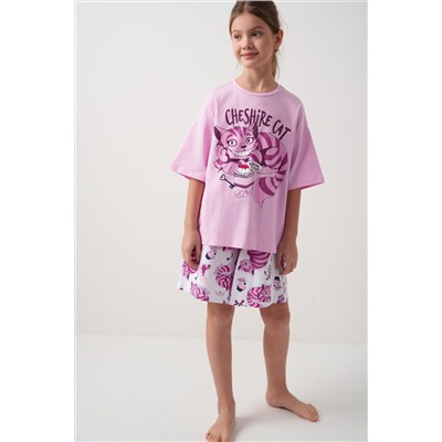 Комплект трикотажный для девочек: фуфайка (футболка), шорты PLAYTODAY, 1239773