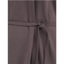 Платье свободное с V-вырезом из 100% хлопка с поясом и разрезом