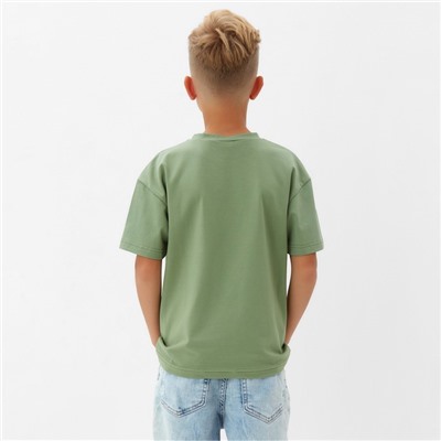 Футболка детская однотонная MINAKU: Casual Collection, цвет хаки, рост 110 см