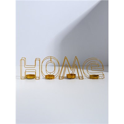 Подсвечник металлический на 4 свечи TAKE IT EASY, Home, 13.5×42 см, золото