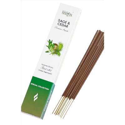 Aasha Herbals Ароматические палочки / Sage & Cedar Premium Masala Special Collection, 10 шт. KRISTALLER, 1110219