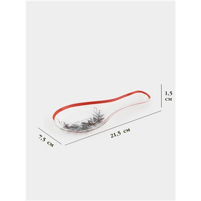 Подставка под ложку новогодняя Доляна «С Новым Годом», 21.5×7.5×1.5 см, стекло, белая