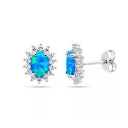 Серьги из серебра опал синий, МОВ0293