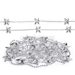 Бусы новогодние "Серебряные" со звёздами (3,5м)в пакете