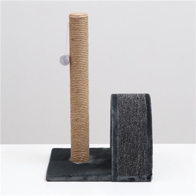 Когтеточка «Столбик» с дугой и игрушкой, 35×30×54 см, микс цветов