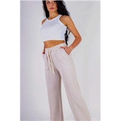 Трикотажные брюки со стрелкой, на резинке (Бежевый)