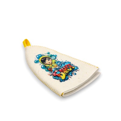 Шапка для бани и сауны «Матрешка в пузыриках», полиэфир, шерсть, белая