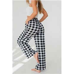 Брюки палаццо домашние широкие красная клетка (Черная клетка)