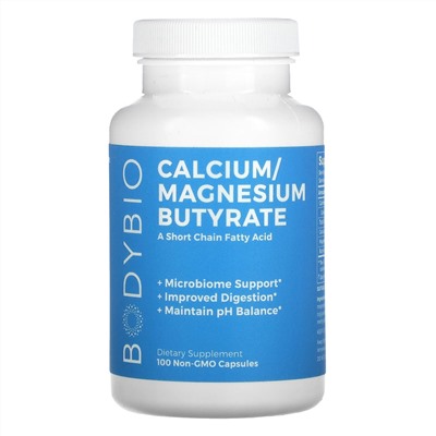 BodyBio, Calcium/ Magnesium Butyrate, 100 Non-GMO Capsules