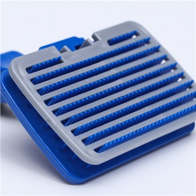 Пуходёрка пластиковая с самоочисткой большая, 12×20 см, синяя