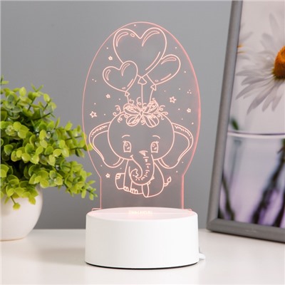 Светильник 3D RISALUX «Слоненок», LED-ночник, RGB, от сети, 11×9.5×18 см