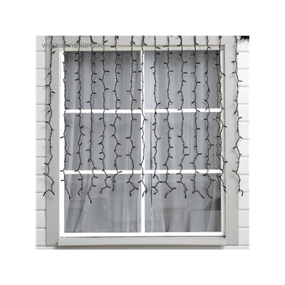 Гирлянда «Занавес» 2×1.5 м, IP65, УМС, тёмная нить каучук, 300 LED, свечение синее, 220 В