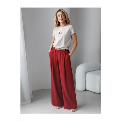 Свободная футболка с принтом из премиального хлопка с эастаном VILATTE, 1228139