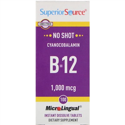 Superior Source, цианокобаламин B12, 1000 мкг, 100 таблеток