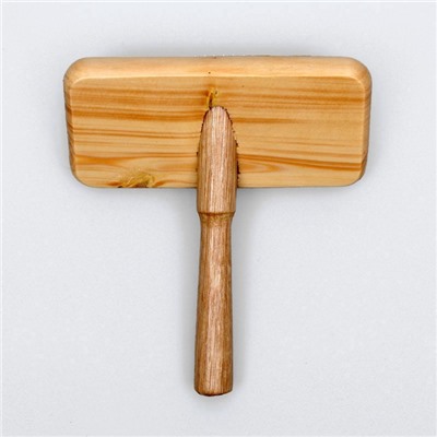 Пуходерка в деревянном корпусе, с каплями, 12.2×13.5 см