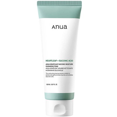Anua Гель-пенка для умывания с янтарной кислотой Heartleaf Succinic Moisture Cleansing Foam