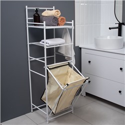 Стеллаж с корзиной для белья 3-х ярусный, 38×35×125 см, белый