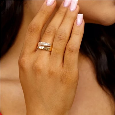 Кольцо 18 р ювелирная бижутерия коллекция "Дубай", покрытие позолота, вставка: фианит, цвет: прозрачный, арт.414.073-18