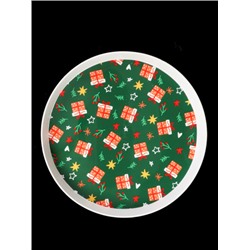 Поднос круглый 30 см / X30 /уп 120/* Новогодний