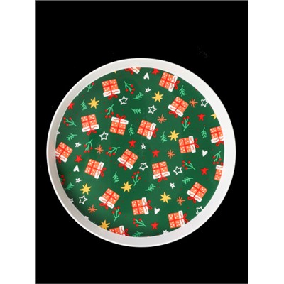 Поднос круглый 30 см / X30 /уп 120/* Новогодний