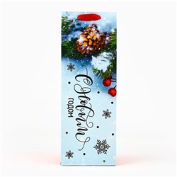 Пакет под бутылку подарочный новогодний ламинированный «С Новым годом», 13×36×10