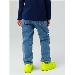 Брюки текстильные джинсовые утепленные флисом для мальчиков