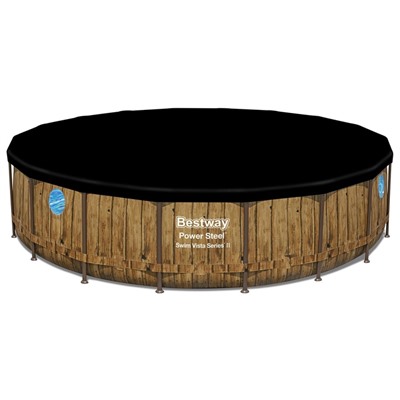 УЦЕНКА Бассейн каркасный Power Steel, 488×122 см, фильтр-насос, тент, лестница, 56725 Bestway