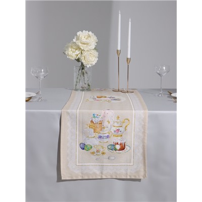 Дорожка на стол «Пасхальные куличи», 40×146 см, 100% хлопок, саржа 190 г/м²