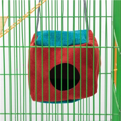 Подвесной дом для грызунов «Куб», мебельная ткань, флис, 12×12×12 см, микс цветов