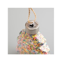 Набор ёлочных шаров «Ёлочки», 3 шт., 1 LED, от батареек, свечение тёплое белое, RGB, белое