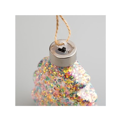 Набор ёлочных шаров «Ёлочки», 3 шт., 1 LED, от батареек, свечение тёплое белое, RGB, белое