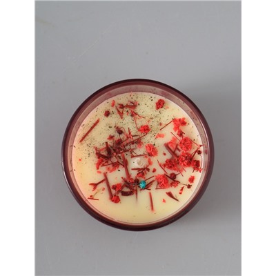 УЦЕНКА Ароматическая свеча в стакане Aroma botanical, сухоцветы красные, роза, 7.5×7.5×5 см