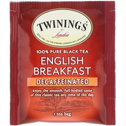 Twinings, 100% Pure Black Tea, English Breakfast, Decaffeinated, 25 Tea Bags, 1.76 oz (50 g)