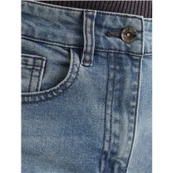 Джинсы трубы прямые с декоративной стиркой из эластичного денима