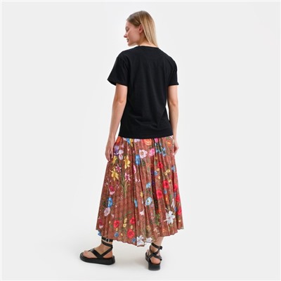 Костюм женский (футболка, юбка), цвет чёрный, коричневый, размер ONE SIZE