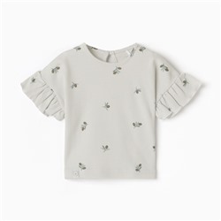 Футболка детская с рюшами «Крошка Я» Olives, рост 62-68, молочная