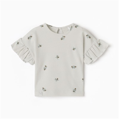 Футболка детская с рюшами «Крошка Я» Olives, рост 62-68, молочная