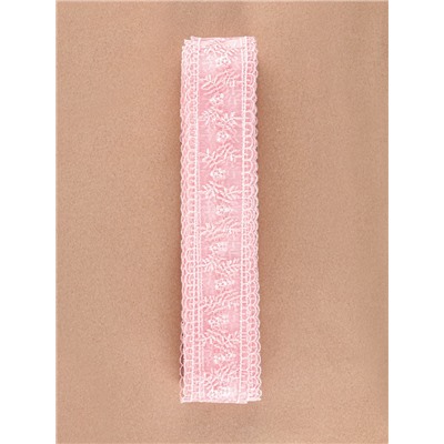 Кружево на сетке «Веточки», 50 мм, 11±1 м, нежно-розовое