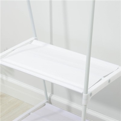 Стойка - вешалка для одежды, 2 полочки, 55×42×160 см, белая