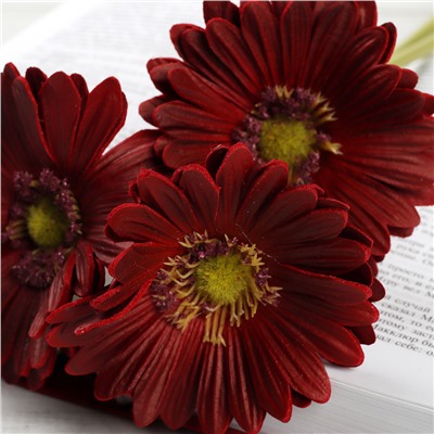 Цветок искусственный Гербера 43 см бордовый / 1501 /уп 56/560/ латэкс