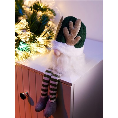 Фигура текстиль «Гном зеленая шапочка» 33 см, 1 LED, от батареек AG10×3, свечение тёплое белое